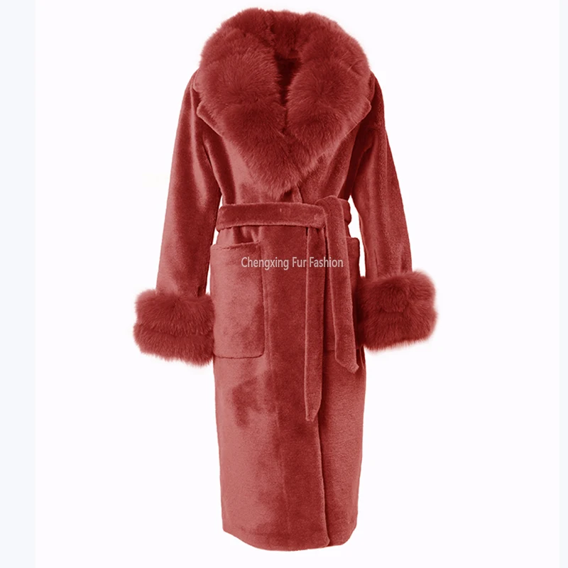 Женское модное бутиковое пальто из искусственной овечьей шерсти с большим