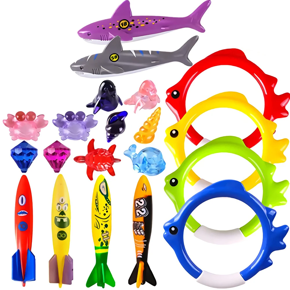 

20Pcs Shark Throwing Toys Diving Game Underwater Training Sinking Pool Dive Bauble for Training Dive Swimming Game Toy