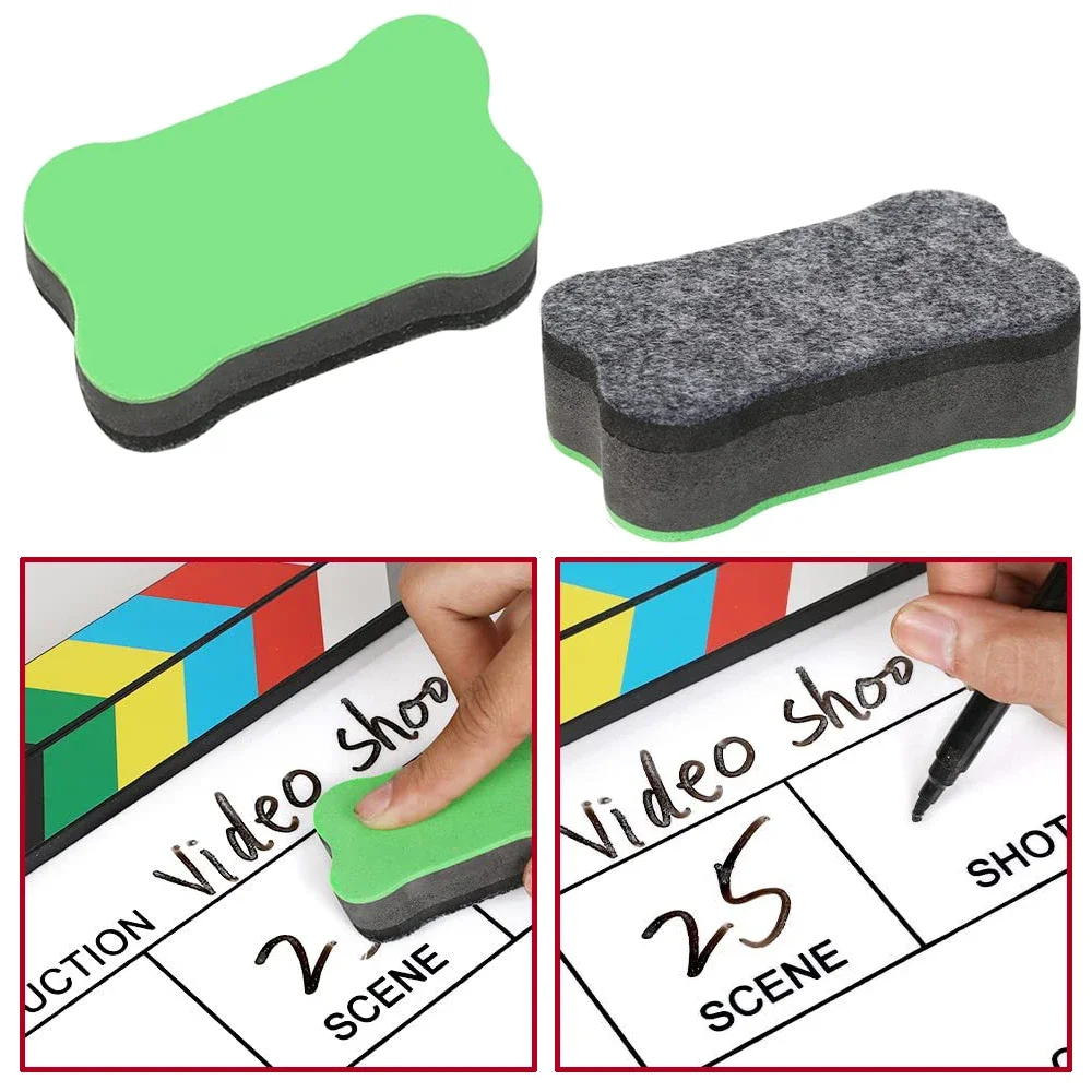 Acrylic Production Slate with Color Clapper Sticks Dry Erase Markers for Movie Filming Video Recording