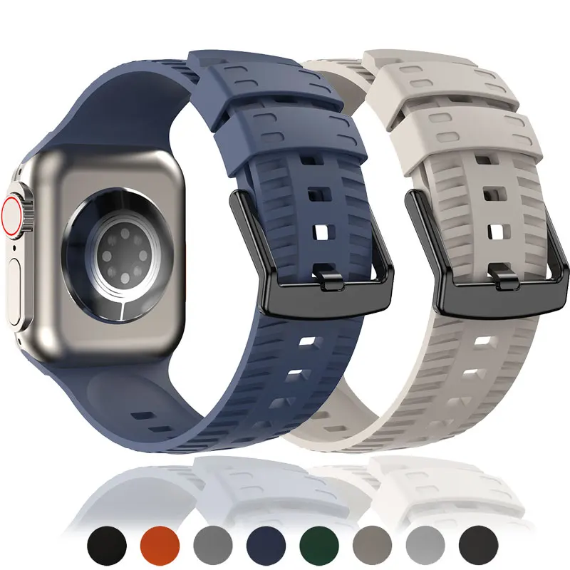 Фото Силиконовый ремешок для Apple Watch, мягкий прочный браслет для iWatch Ultra Series 10 9 5 SE 6 7 8, 49 мм 45 мм 41 мм 44 мм 40 мм 42 мм 46 мм №1