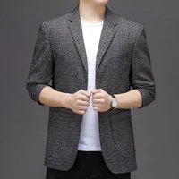 2022 mens business fashion suit jacket plaid style casual single button slim fit grid dress coat blazer blazer men