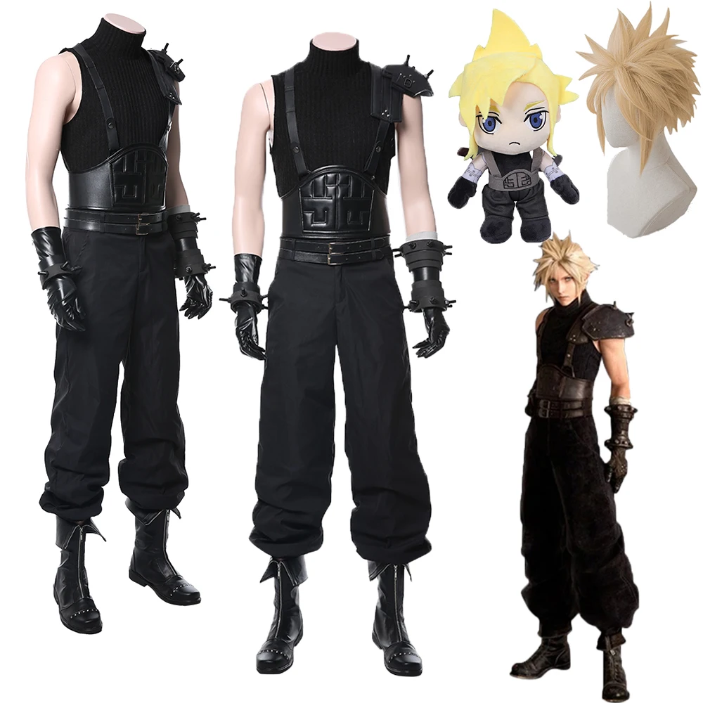 

Game FF Cloud Strife Cosplay Costume Final Fantasy VII Disguise Top Pants Boots Adult Men Male Halloween Roleplay Fantasia Suit