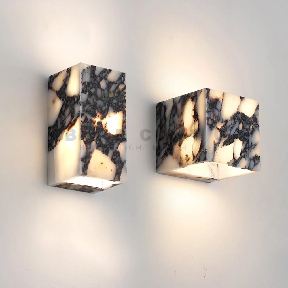 Современный натуральный мраморный настенный светильник медь фойе вилла проход