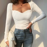 womens sexy short sleeve t shirt top white side split knitted womens sweater long sleeve fashion new clothes tops 2022