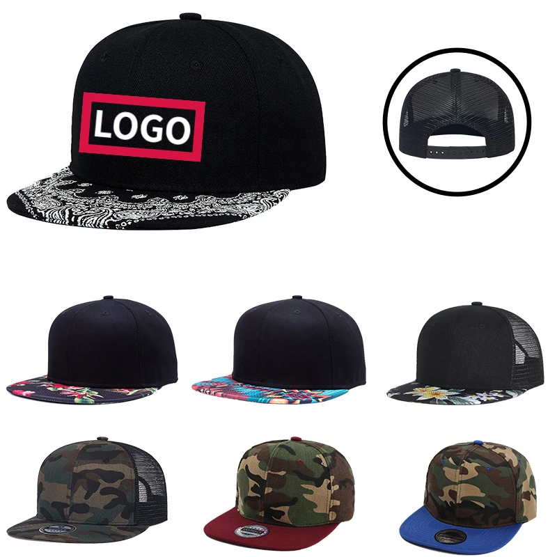 

Летняя хлопковая кепка в стиле хип-хоп с камуфляжным принтом и логотипом под заказ, регулируемые кепки с плоским краем для мужчин и женщин