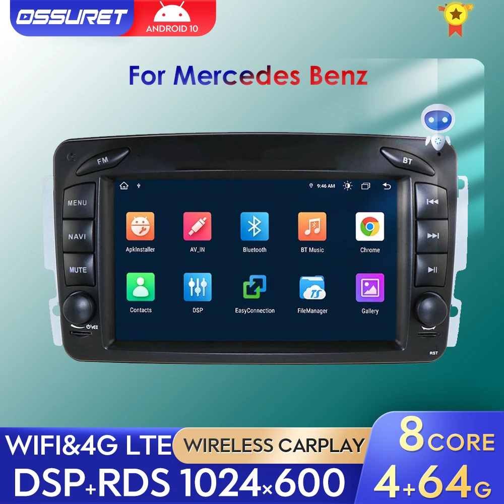 Android Car Radio Stereo Multimidia Player For Mercedes-Benz A-W168 Viano Vito CLK-C209 W209 1998-2004 C-W203 G-W463 Vaneo AI EQ