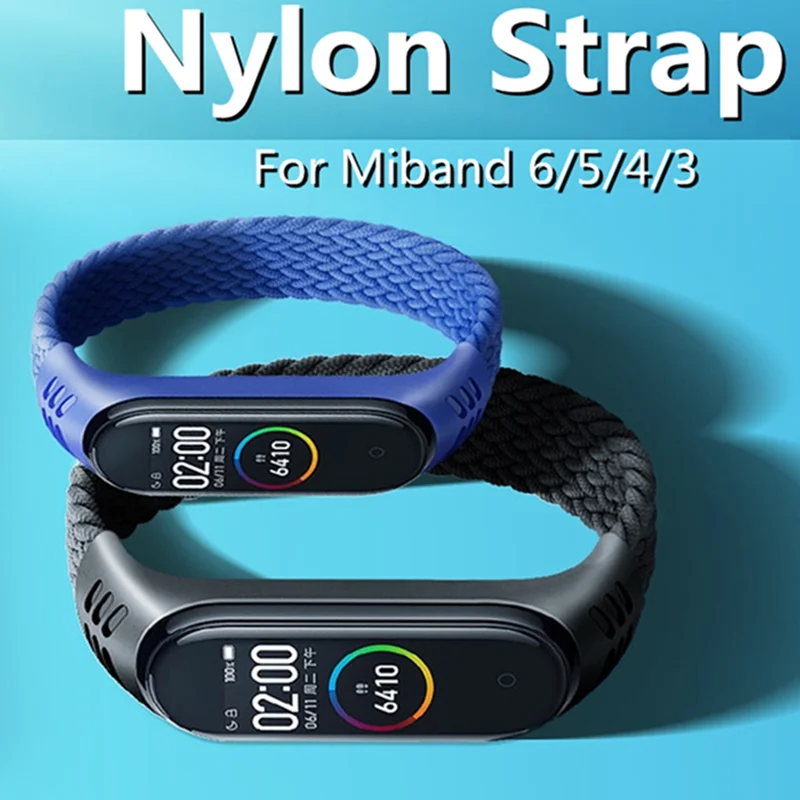 

Браслет для ремня mi band 4, нейлоновый Плетеный Эластичный соло-браслет для xiaomi mi band 5 4 6