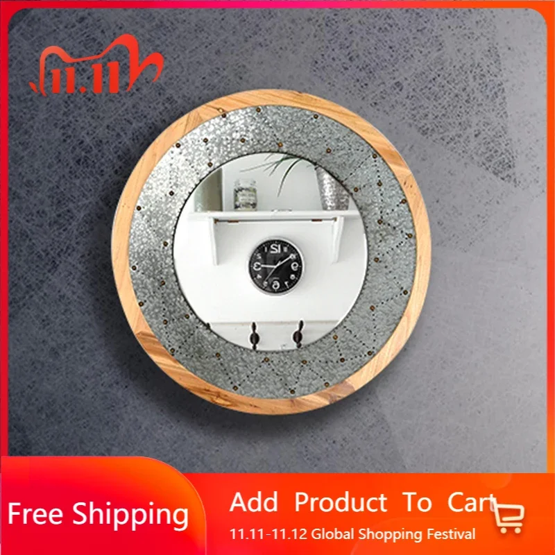 

Round Diy Mirror Wall Stickers Art Nordic Decor Wall Mirror Metal Frame Decorations Living Room Espejo Redondo Decorating Room