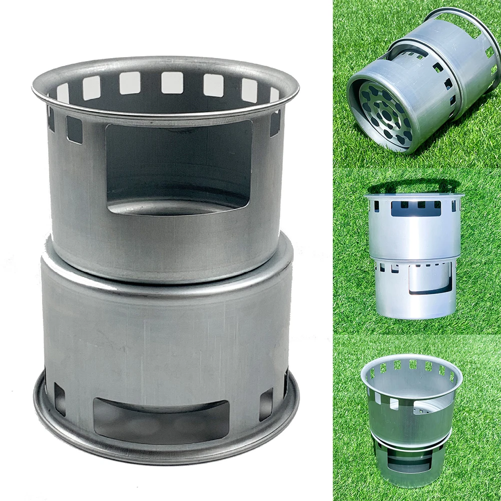 

Outdoor Camping Wood Burning Stove Portable Foldable Stainless Steel Stove For Backpacking Survival Cooking Picnic