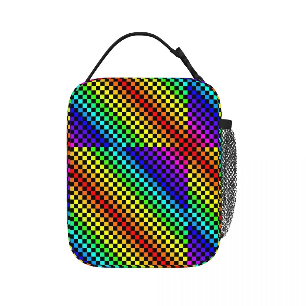 

Checkered Rainbows Insulated Lunch Bags Resuable Picnic Bags Thermal Cooler Lunch Box Lunch Tote for Woman Work Children School