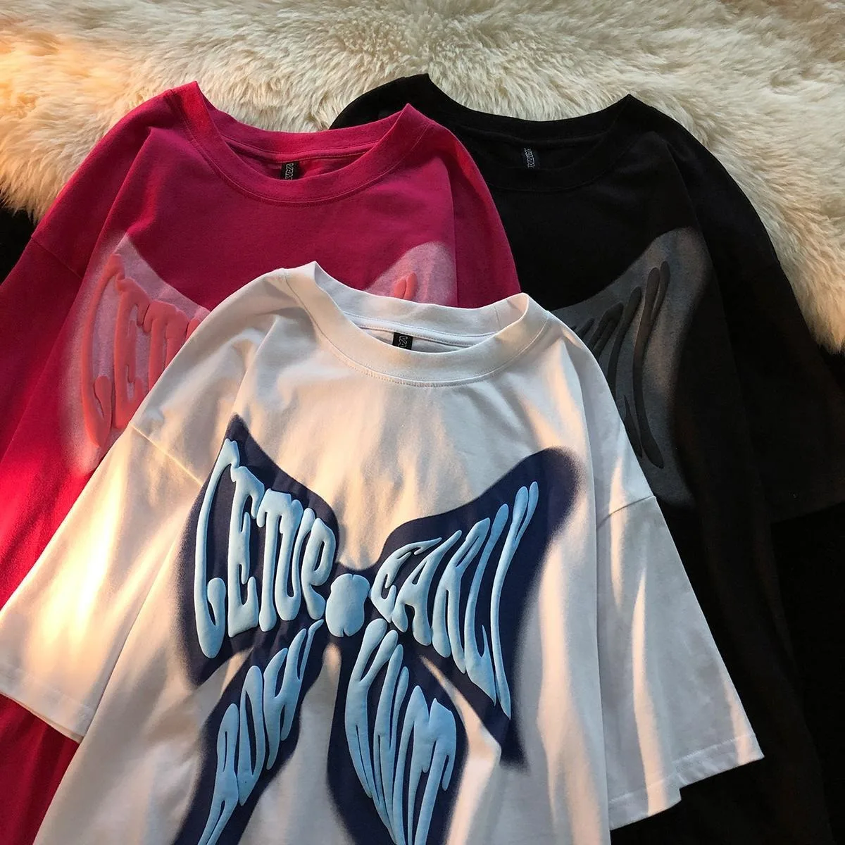 

Women T-shirt Fun Cartoon Bow Print Fashion Oversized T Shirt Top Short Sleeve Streetwear Harajuku Gothic Female Tshirt