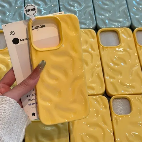 Чехол с 3D морщинами для iPhone 16, 15, 14 Plus Pro Max 12, 11, 13, однотонный, с волнистым узором, мягкий силиконовый, эстетичный чехол