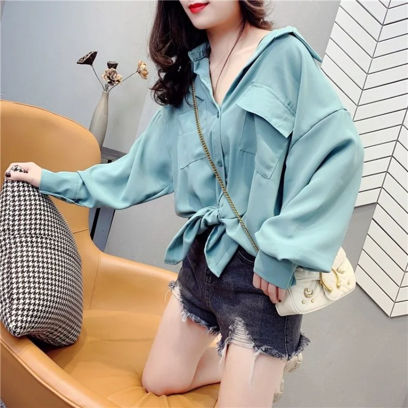 

Womens Shirt & Blouse Full Sleeves Tops for Women Spring Clothes Chiffon Collar S Sale of Elegant Luxury Streetwear Tunic 2023 M