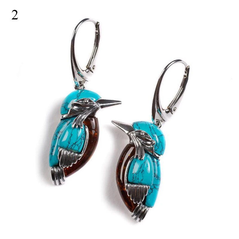 

Bohemia Blue Turquoises Kingfisher Earrings Bird Women Earrings Cute Animal Shaped Earring Party Accessories Fashion Jewelry