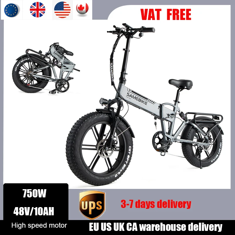 

EU US Stock Electric Bike 20 Inch Fat Tire 750W 48V10AH Lithium Battery Folding Mountain Bike 35km/h Mountain Bike Electric Bike