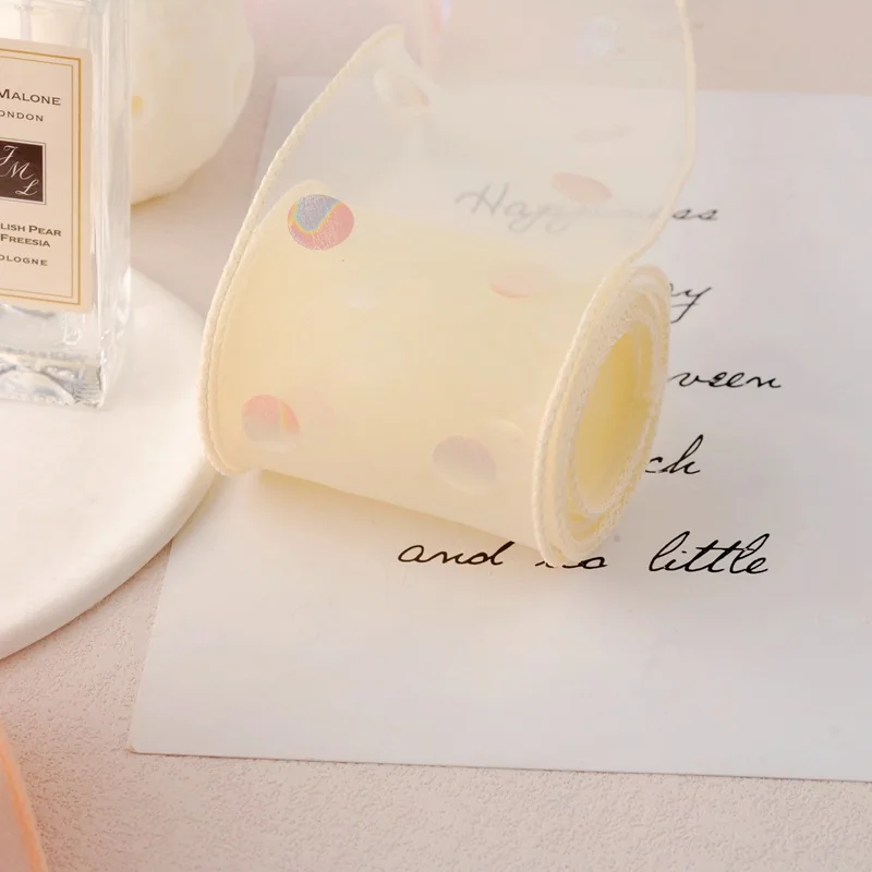 Атласная лента из органзы в серебряные точки волнистый рыбий хвост банты для