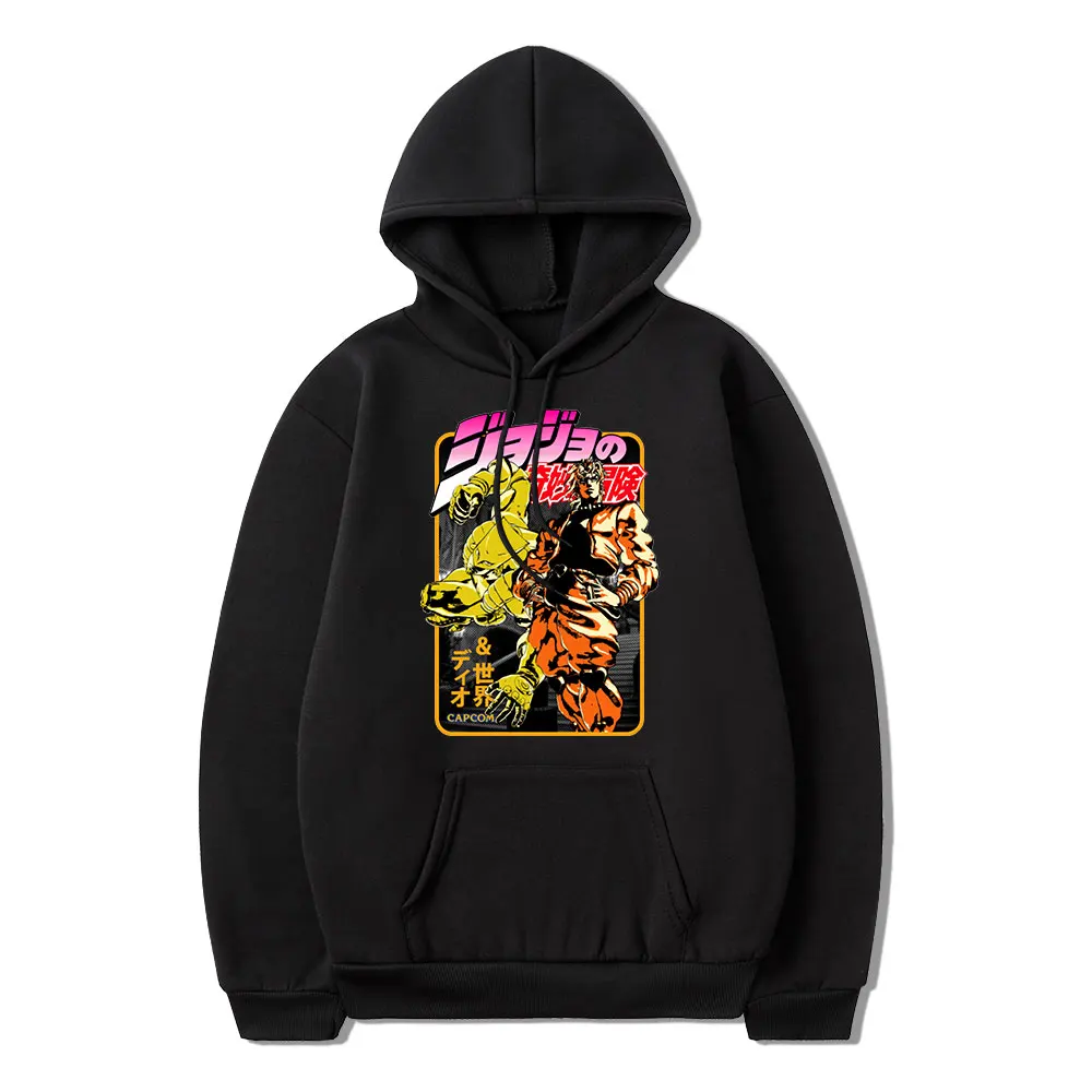 

Japanese Anime Jojo Bizarre Adventure 2022 High Street Harajuku Comic Print Winter Long Sleeve Casual Loose Sports Man Hoodie