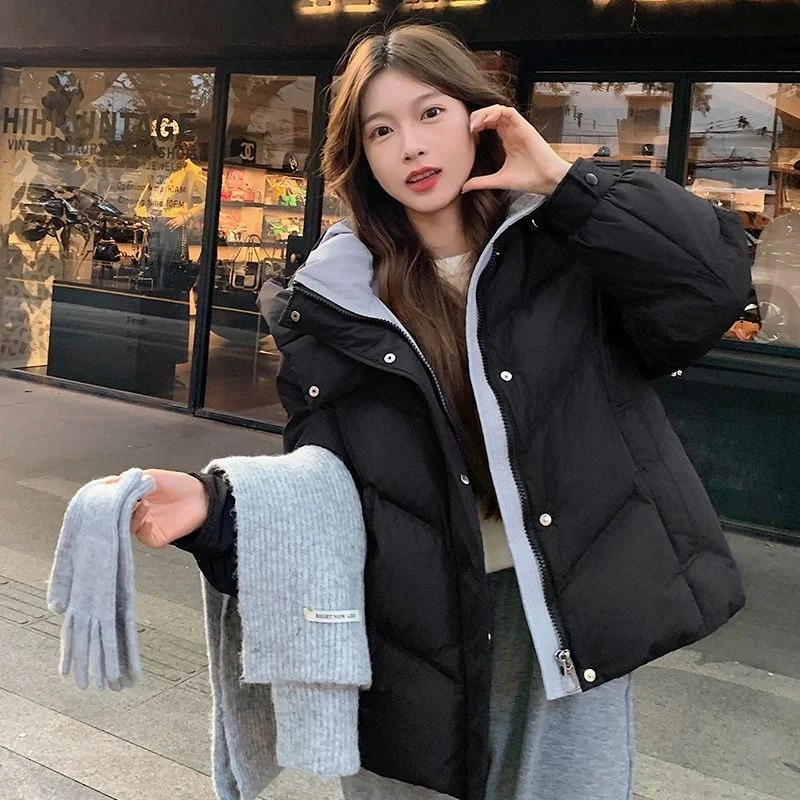 Down jacket Women Short 2024 New Winter Thick Loose Hood Small Fashion Sweet Student Outerwear