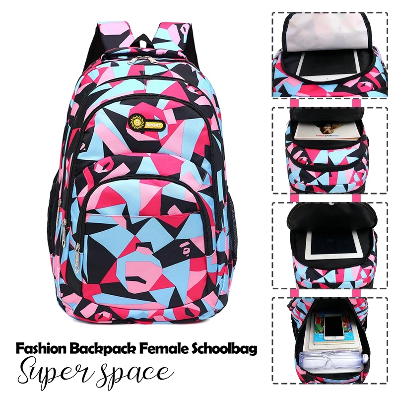 

Women Backpack Geometric Printing Business Backpack Waterproof High School Student Bag For Teenage Girls Boys Children Bookbag