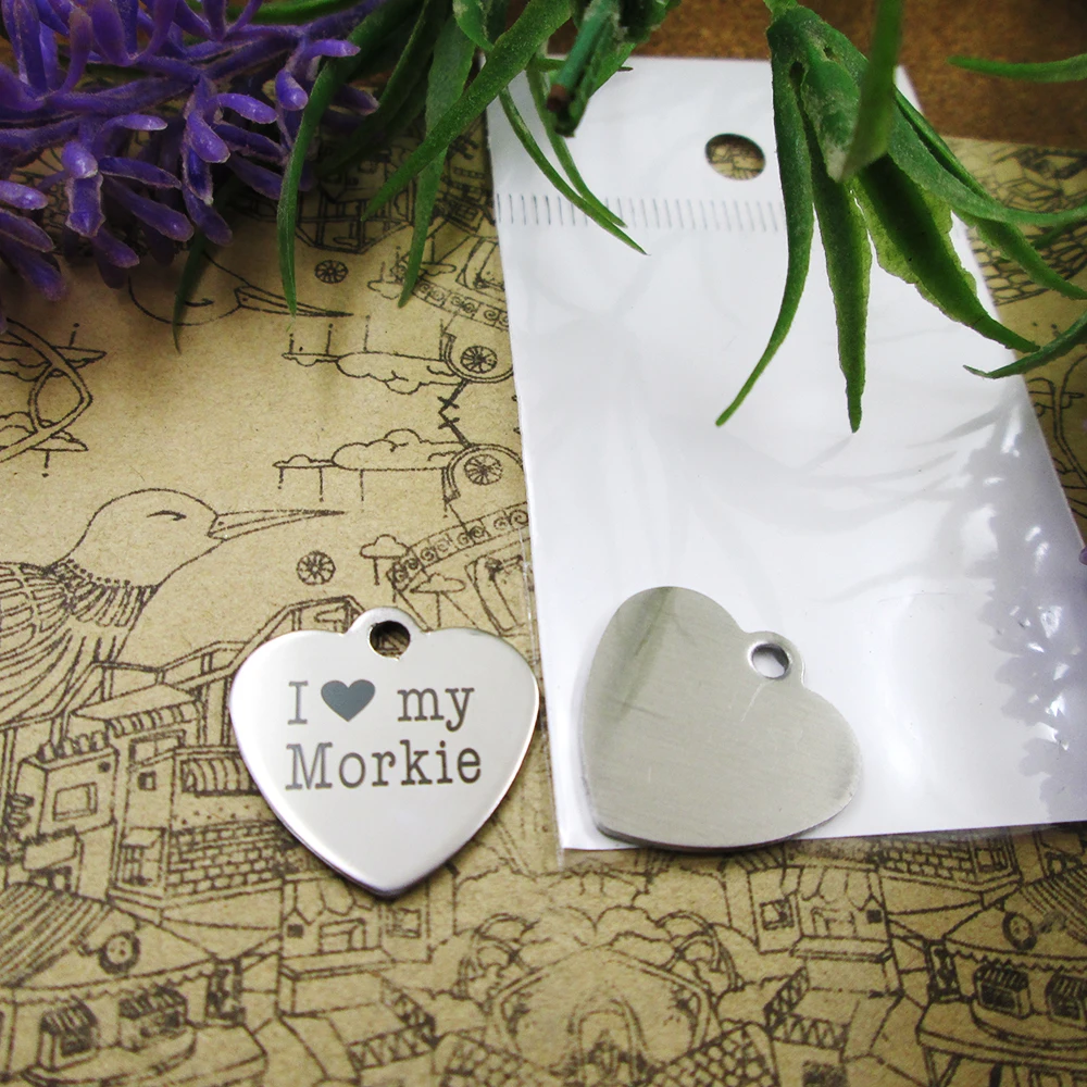 10 шт./лот &quotI Love My Morkie&quot подвески из нержавеющей стали кулон для изготовления