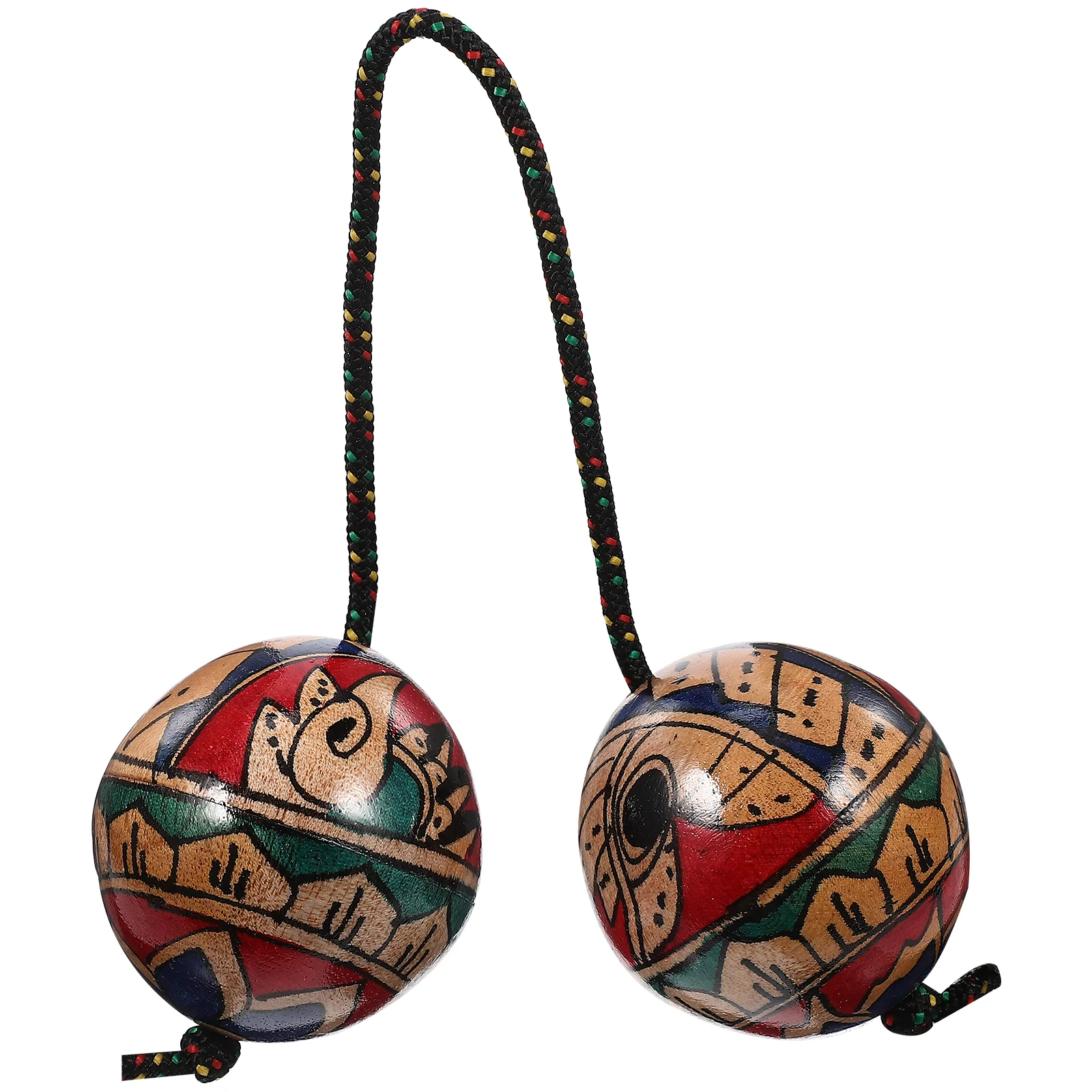 

Maracas Rhythm Hand-painted Ball Toys Kids Drum Balls Wood Musical Instrument Punching Child Spanish Gifts
