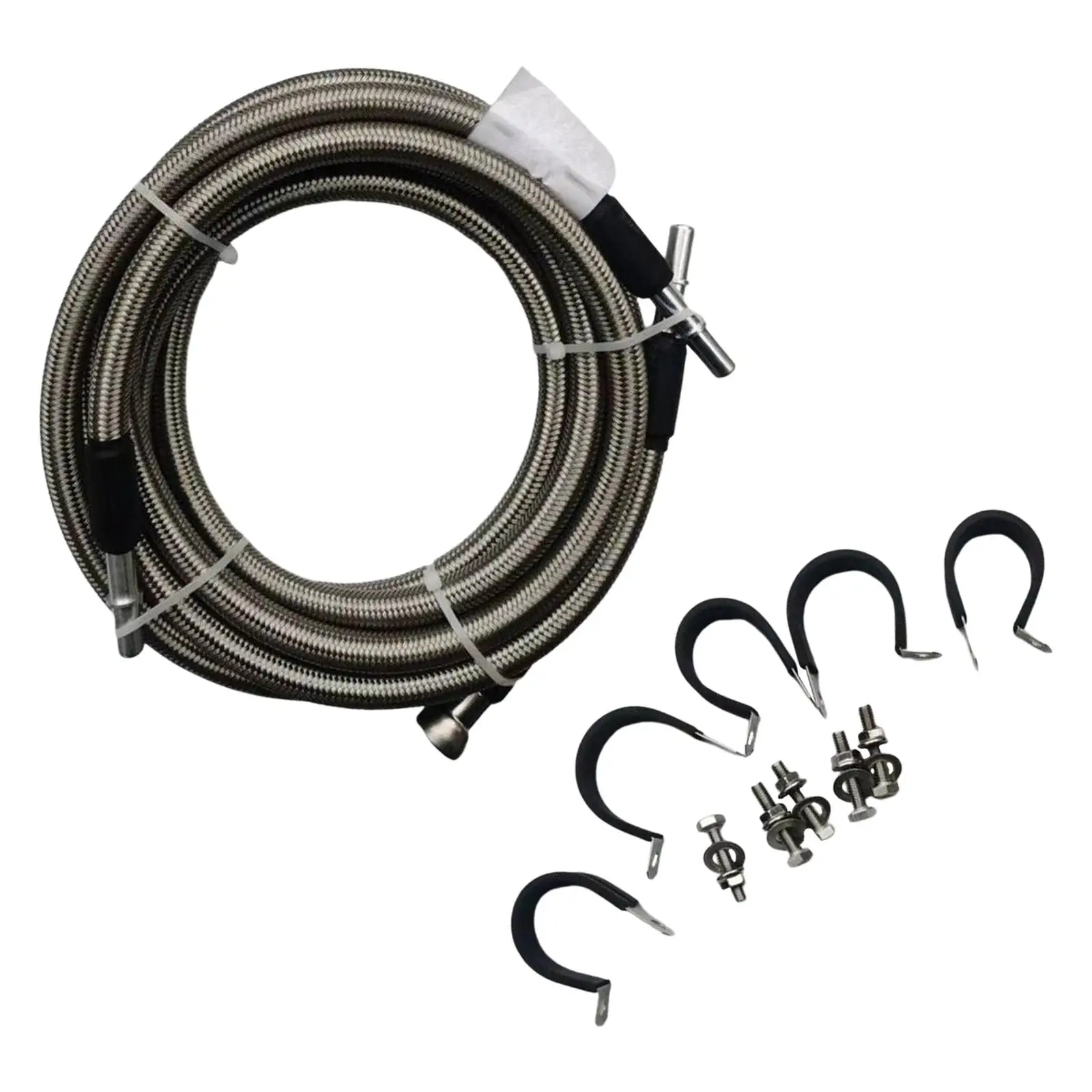 

Braided Fuel Line Kits with Nuts Easy to Use Automotive Engine Accessories Fuel Pipe Fuel Hose with Clamp for Tractors