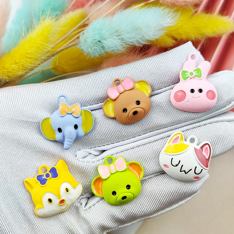 

10pcs/lot Spray Paint Animals Bear Fox Enamel Metal Charms Fit Jewelry Making Accessory Earring Pendants DIY Bracelet Finding