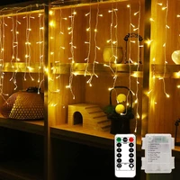batteryusb powered led window curtain string light 3 5m 96led icicle lights with 8 modes remote control for xmas holiday party
