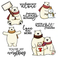 mangocraft winter cute polar bear cutting dies clear stamp scrapbooking diy metal cut dies silicone stamps for cards diary decor