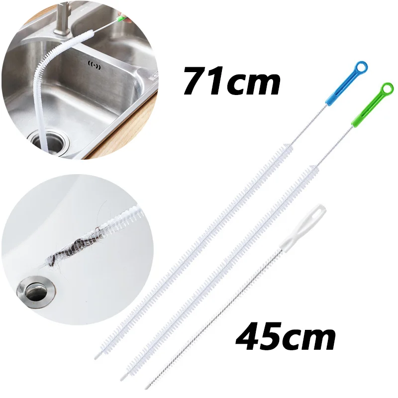 

45cm/71cm Pipe Dredging Brush Flexible Extended Sewer Cleaning Brush For Kitchen Sink Pipe Bathroom Floor Drain Cleaning Tool