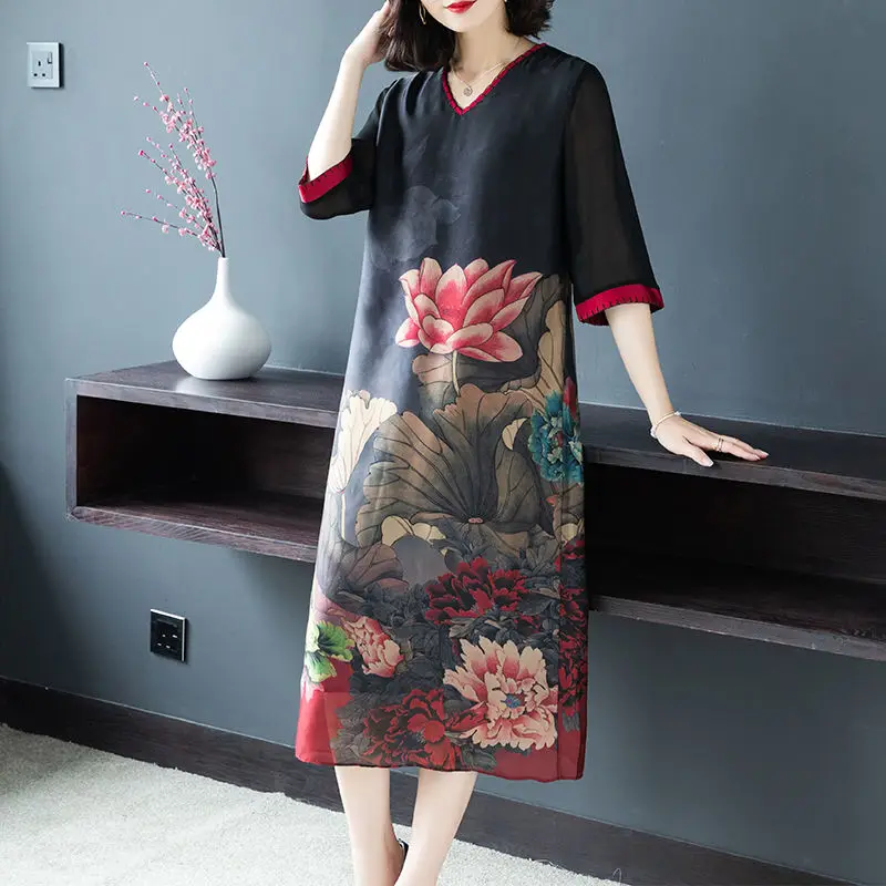 

Женское платье-миди с V-образным вырезом, размеры до 4XL