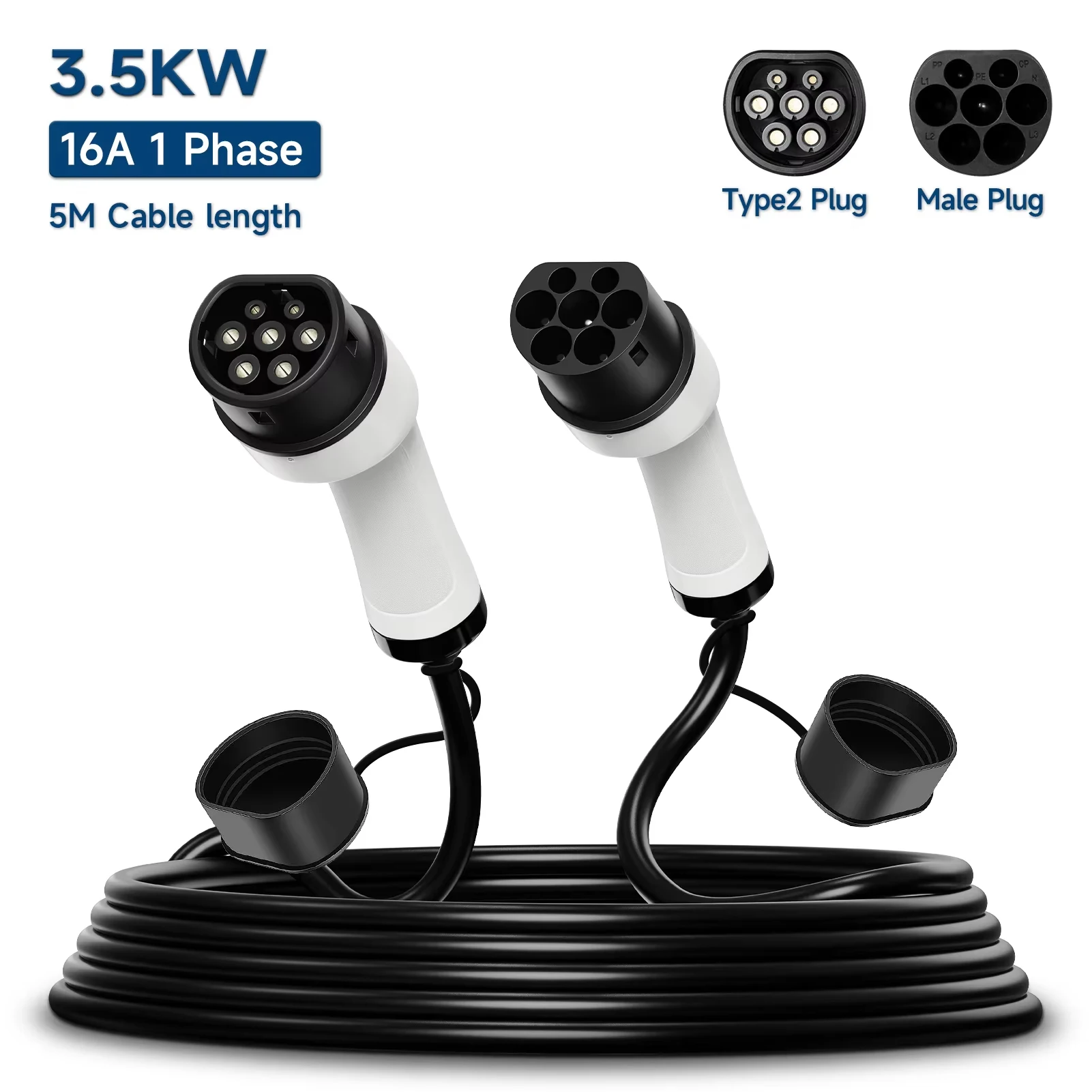 

Портативный зарядный кабель для электромобилей 32A 22KW 3-фазное зарядное устройство для электромобилей 3,5 кВт 16A 1-фазный комплект EVSE Кабель для электромобилей типа 2 до типа 2 IEC62196-2
