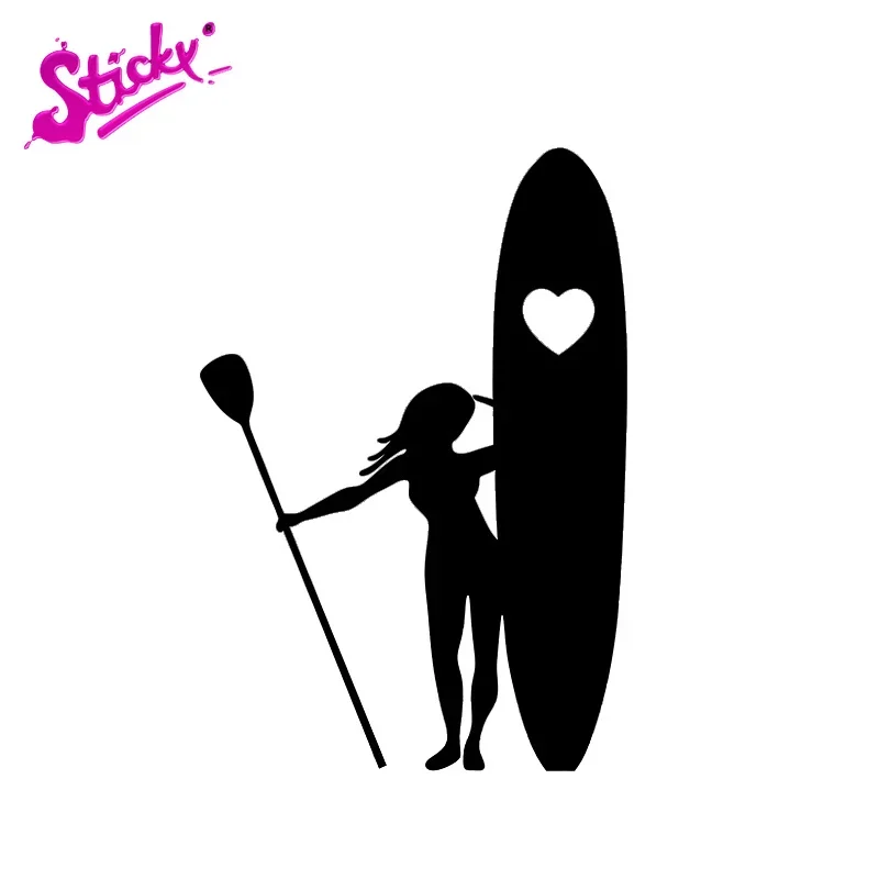 

Девушка-стойка, весло, посадка, сердце, любовь, SUP-виниловые автомобильные наклейки для шлема, жесткий ноутбук, магазин, оконная наклейка на стену