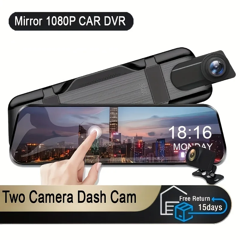 

Car Touch Screen Video Recorder Rearview Mirror Driving Recorder Front and Rear Camera Rearview Mirror Camera