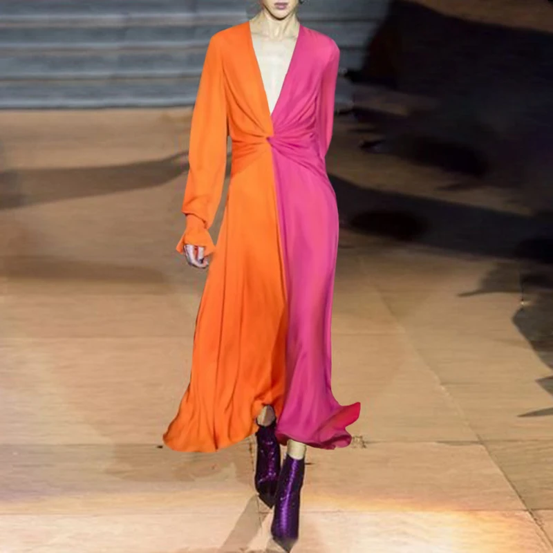 

Элегантный женский модный сарафан VONDA с длинным рукавом, женское осеннее платье-рубашка, ТРАПЕЦИЕВИДНОЕ Повседневное платье с отложным вор...