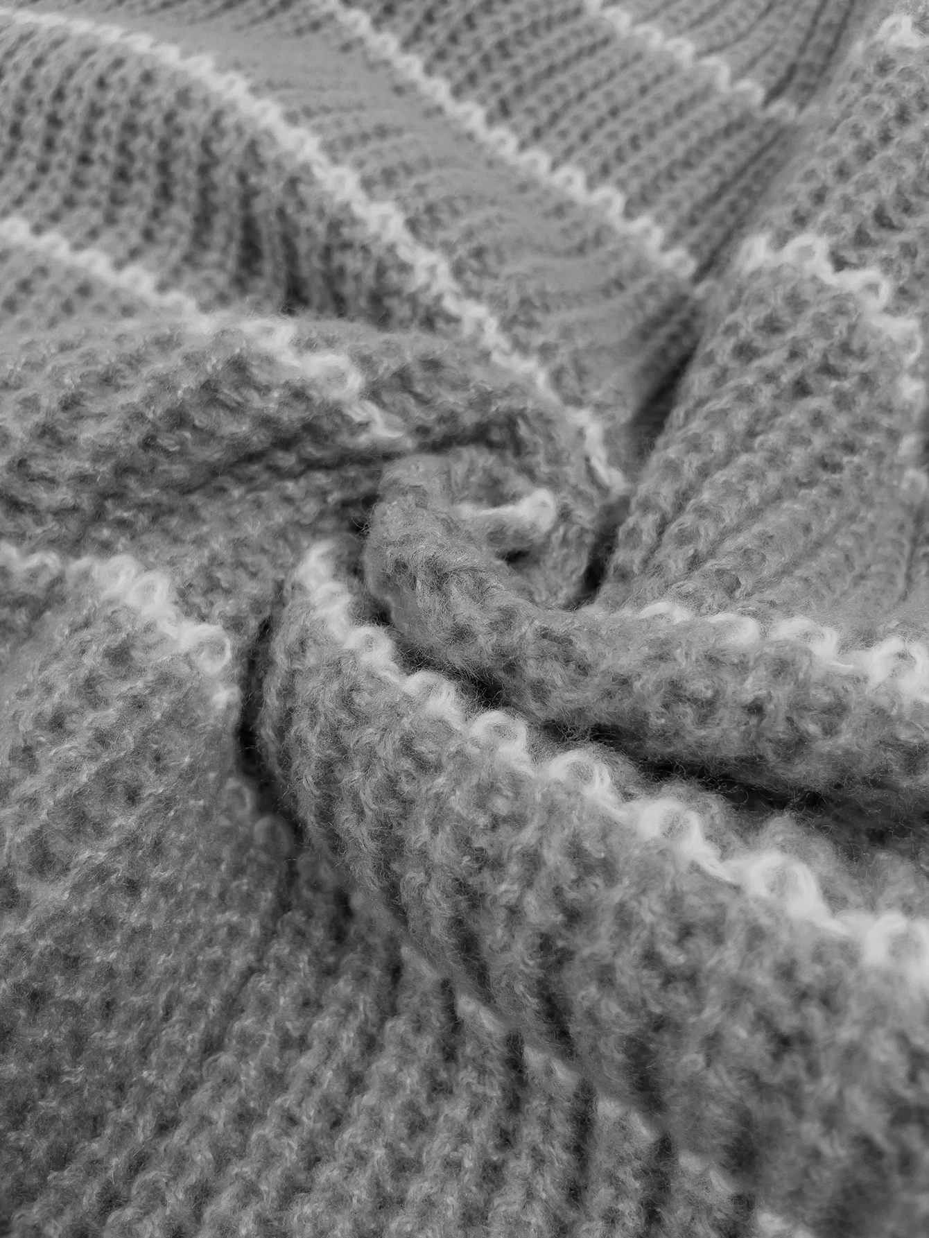 Однотонный свободный свитер винтажный вязаный пуловер в полоску с длинным