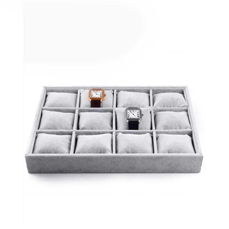 Oirlv Jewelry Display Tray Silver Grey Velvet Ring Bracelet Earring Organizer Tray Necklace Display Case Jewelry Holder