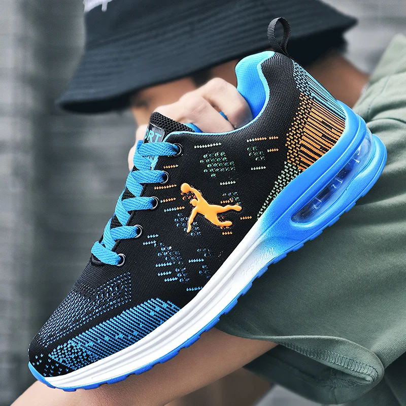 Summer Knitting Air Cushion Running Shoes Unisex Non-slip Men Training Shoes Breathable Men's Running Sneakers Large Size 36-47