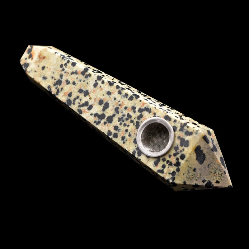 

Speckled Stone Pipe with Gift Box Quartz Smoking Pipe Point Rod Treatment Gem 1PC