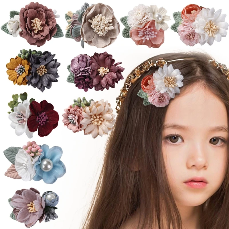 

3Pcs Kids Baby Girls Floral Hair Clips Set Artificial Flower Fully Lined Alligator Clip Hairpins Toddler Teens Boutique Hair Bow