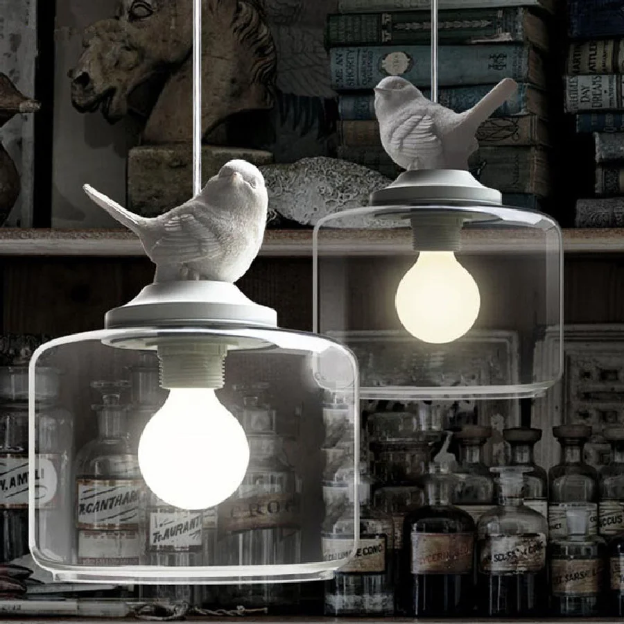 

Современная стеклянная Подвесная лампа, светильник для ресторана, подвесной светильник в скандинавском стиле с птицей, креативные личные Р...
