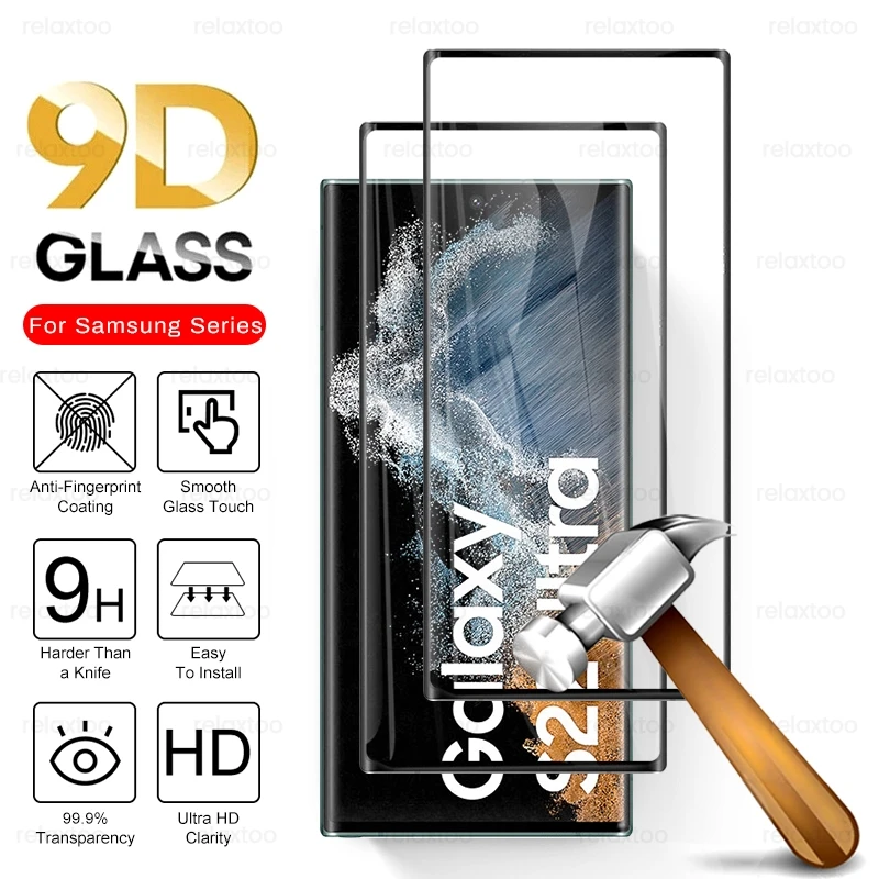 

Изогнутое закаленное стекло 9D для Samsung Galaxy S 22 S22 Ultra Plus 5G S22Ultra S22, 2 шт., Защитная пленка для экрана 9H
