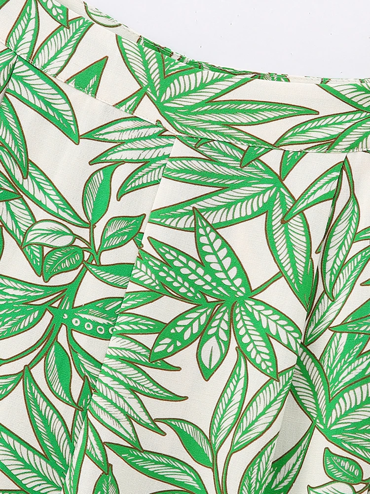 PAILETE Women 2023 fashion pleated print shorts vintage high waist side zipper female short pants mujer