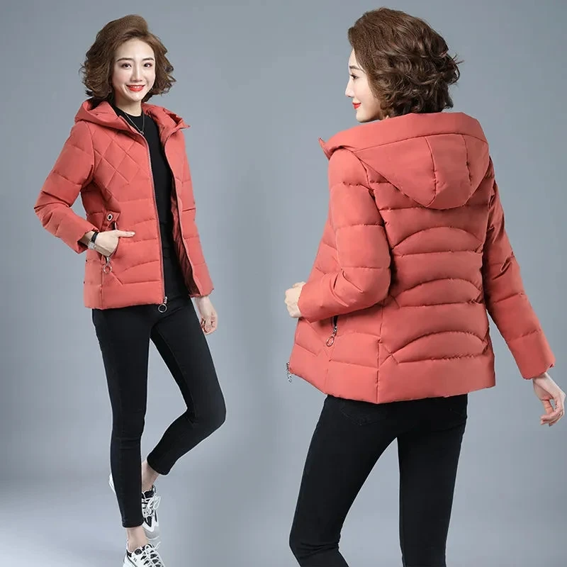 

Down Cotton Coat Womens 2022 Winter New Fashion Slim All-match Padded Jacket Womens Casual Short Hooded Thick Warm Parkas