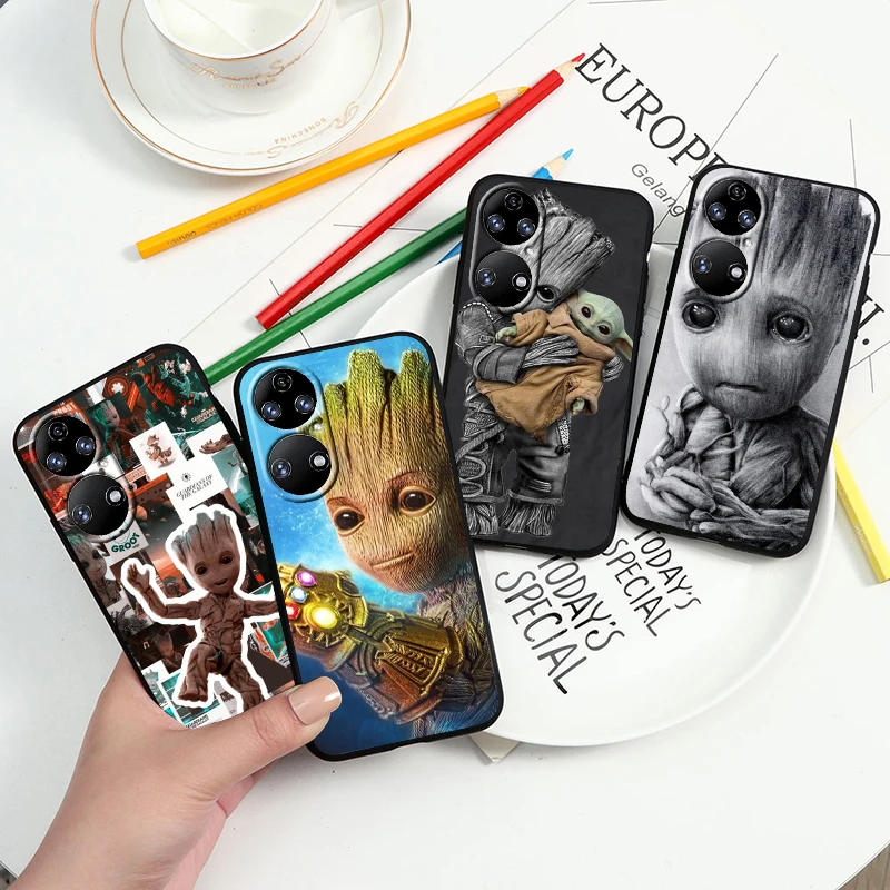 

Marvel Groot Cute For Huawei P60 P50 P40 P30 P20 P10 Pro Lite P Smart Z 2021 2019 4G 5G Silicone Soft Black Phone Case Fundas