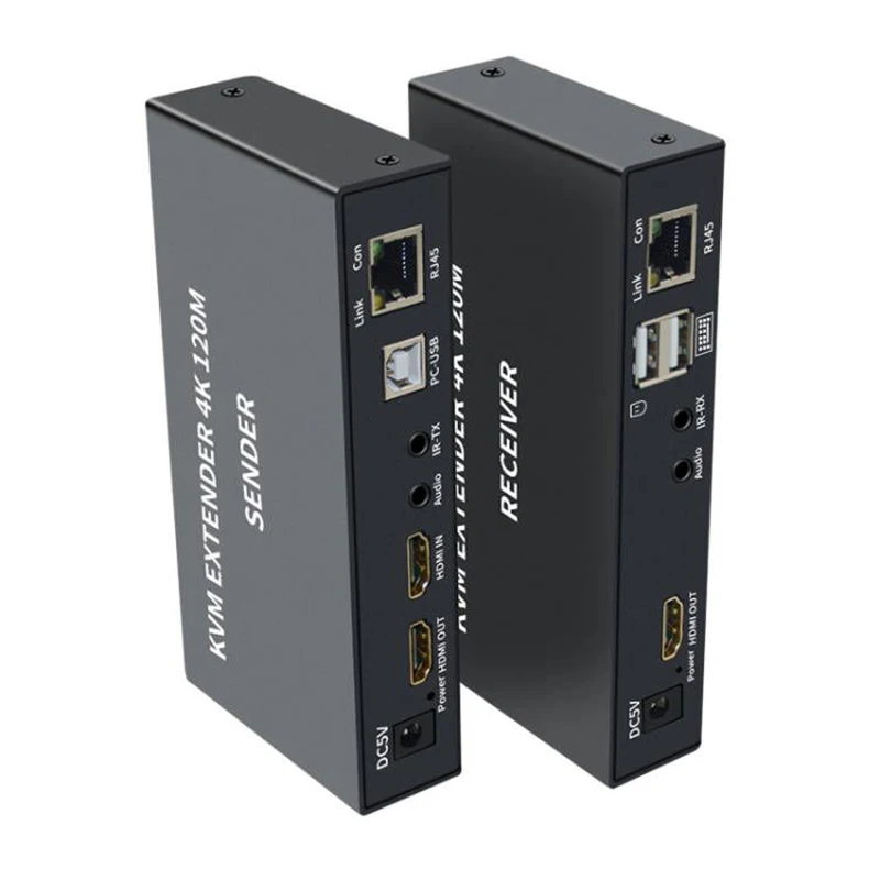 4K 120m HDMI KVM Extender Via Cat5e Cat6 Rj45 Ethernet Cable Video Converter Transmitter Receiver Kit Support USB Keyboard Mouse