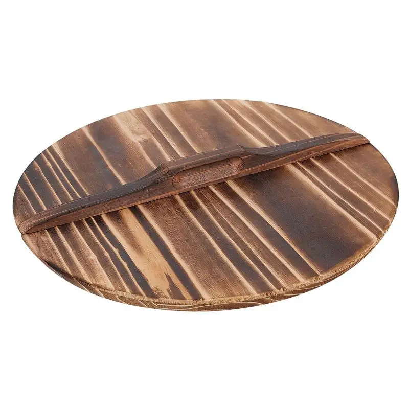 

Lid Cover Pot Pan Wok Wooden Wood Chinese Iron Splatter Skillet Frying Cooking Universal Replacement Cast Lids Proof Spill