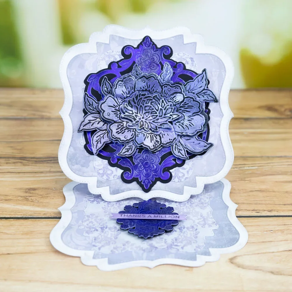 Трафарет HotFlower Set Пион Подсолнух Дикая Роза Цветочная Рамка Металлические