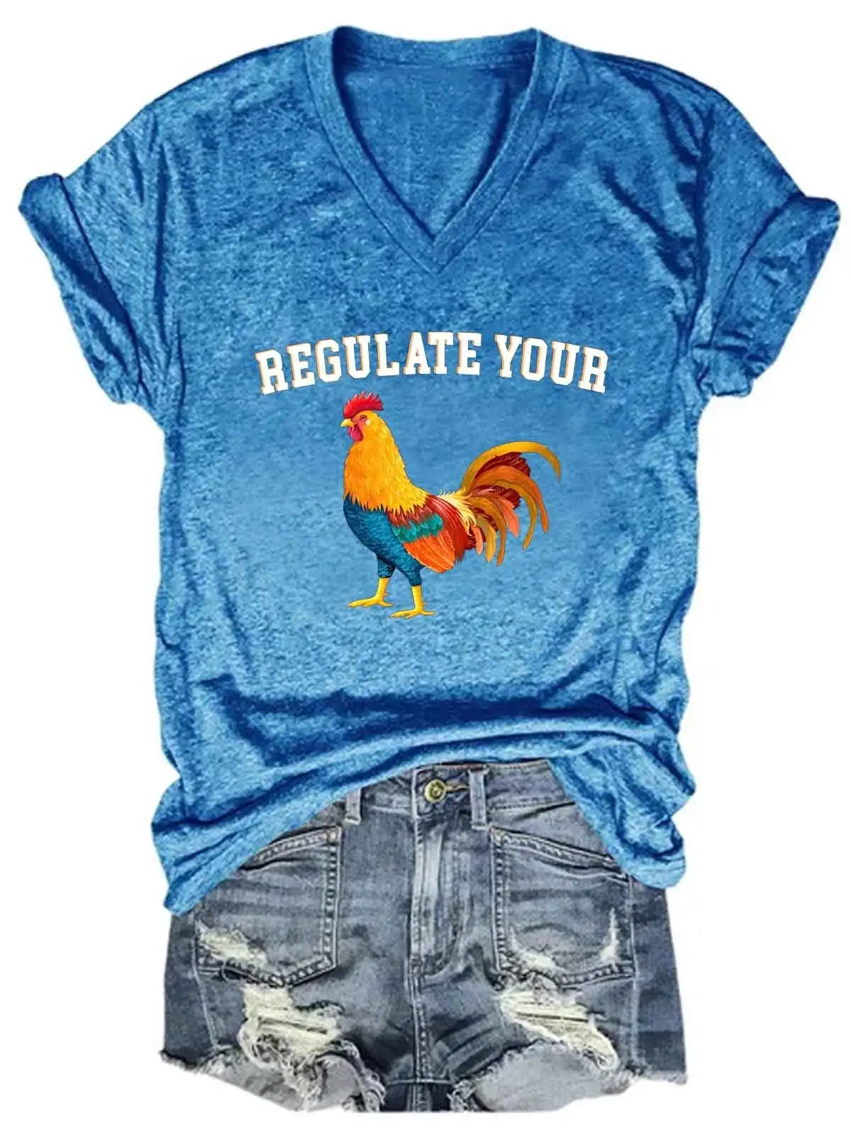 Women's Regulate Your Cock Funny V-Neck Tee