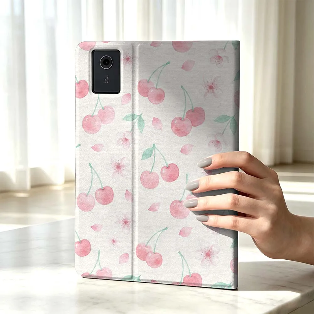 Фото Чехол для планшетов Xiaomi Poco Redmi Pad 8, 2, 4, C1, 6, 6S, 7, 7S, SE 9.7, 14, 11, 11.2, 12.1, 12.5 дюймов с дизайном «Розовая вишня» и отсеком для стилуса №2